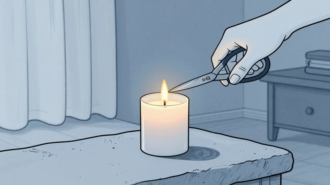 Bezpečné umístění svíčky s přeřezaným plátkem